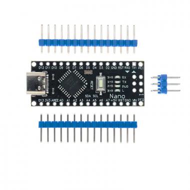 Микроконтроллер Arduino Nano (Atmega 328p, черный, type-C, dupont контакты не припаяны) купить в Абинске