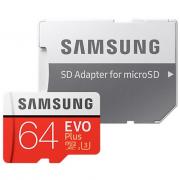 Карта памяти Samsung MicroSDXC UHS-I EVO PLUS 64 ГБ (+ SD adapter)